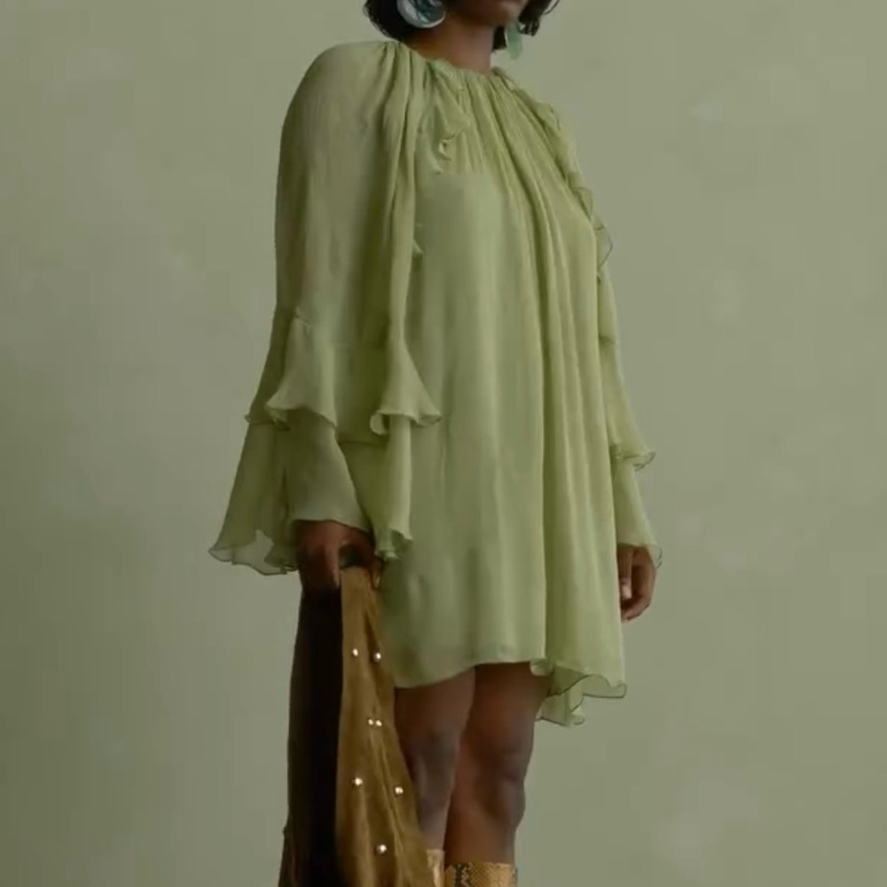 Mango Light Green Ruffled Dress - Picture 10 of 16